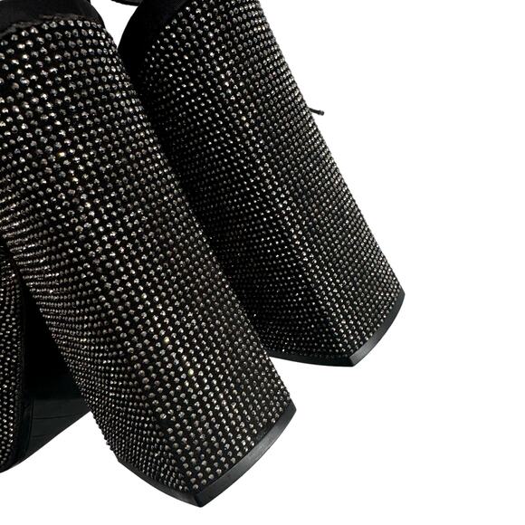 Zara Rhinestone Chunky High Heeled Platform Sandals Black & Silver Size 6 - Picture 12 of 12